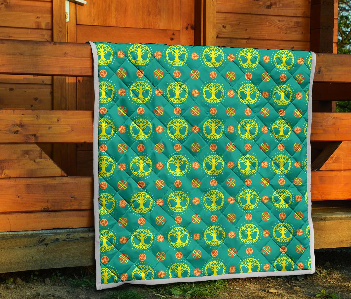 Celtic Tree of Life Print Pattern Premium Quilt-JTAMIGO.COM