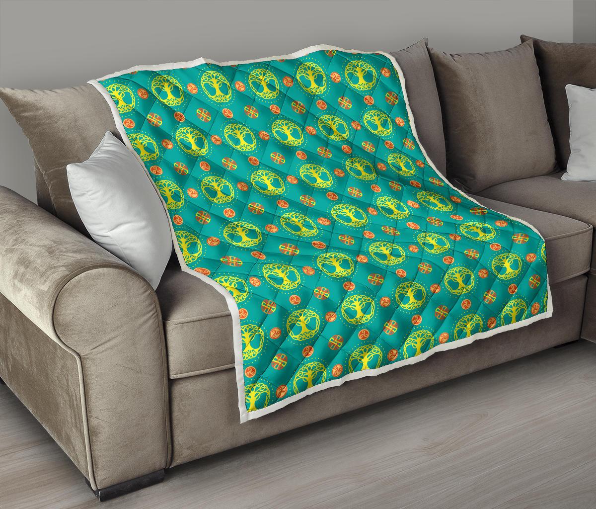 Celtic Tree of Life Print Pattern Premium Quilt-JTAMIGO.COM