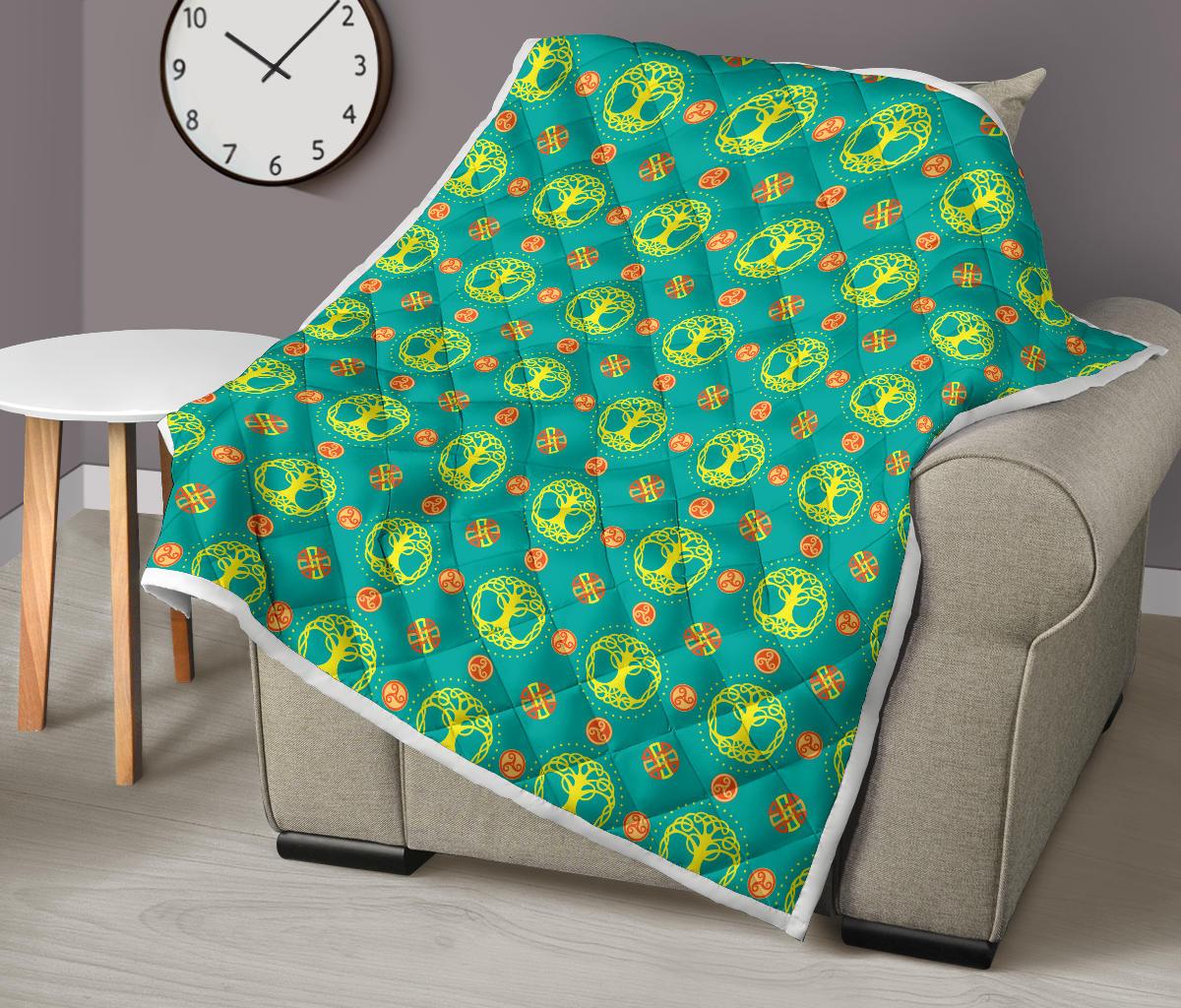 Celtic Tree of Life Print Pattern Premium Quilt-JTAMIGO.COM