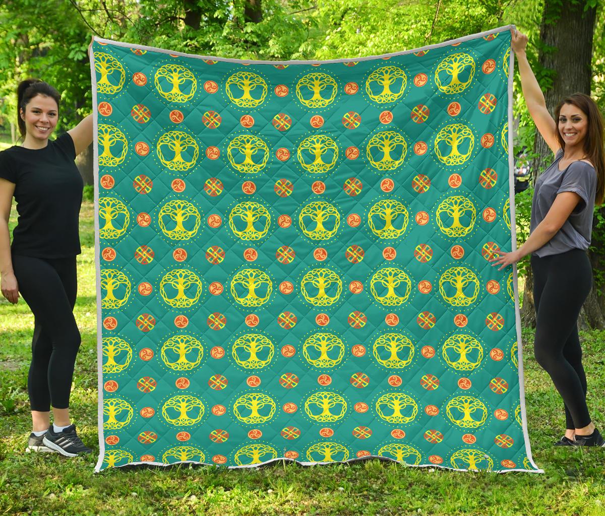 Celtic Tree of Life Print Pattern Premium Quilt-JTAMIGO.COM