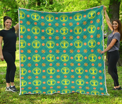 Celtic Tree of Life Print Pattern Premium Quilt-JTAMIGO.COM