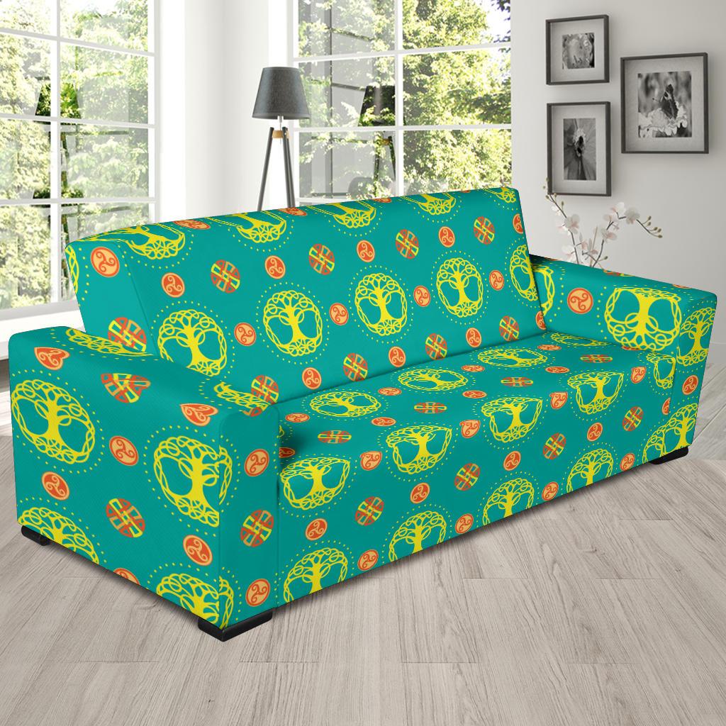 Celtic Tree of Life Print Pattern Sofa Slipcover-JTAMIGO.COM