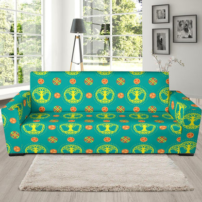 Celtic Tree of Life Print Pattern Sofa Slipcover-JTAMIGO.COM