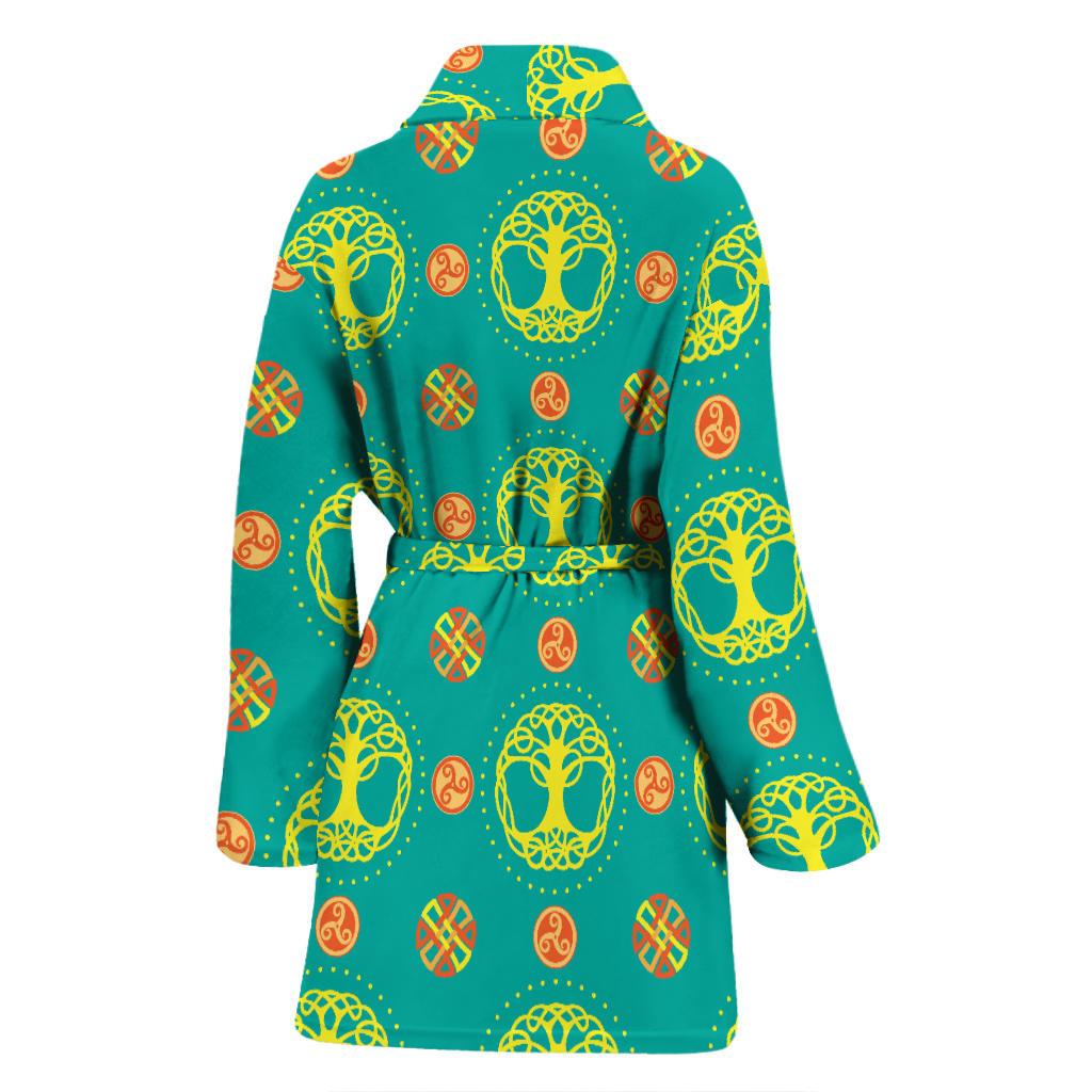 Celtic Tree of Life Print Pattern Women Bath Robe-JTAMIGO.COM