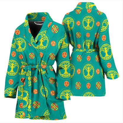 Celtic Tree of Life Print Pattern Women Bath Robe-JTAMIGO.COM