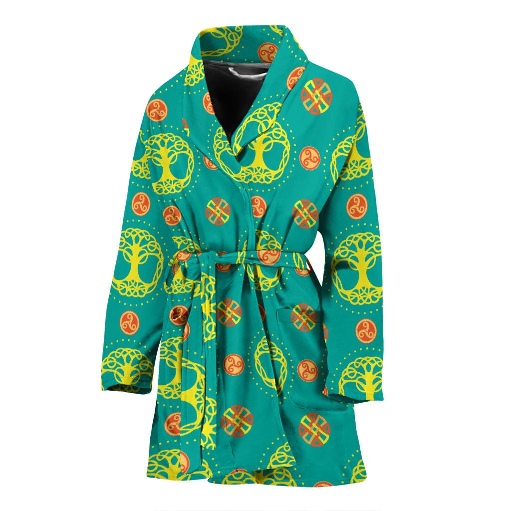 Celtic Tree of Life Print Pattern Women Bath Robe-JTAMIGO.COM