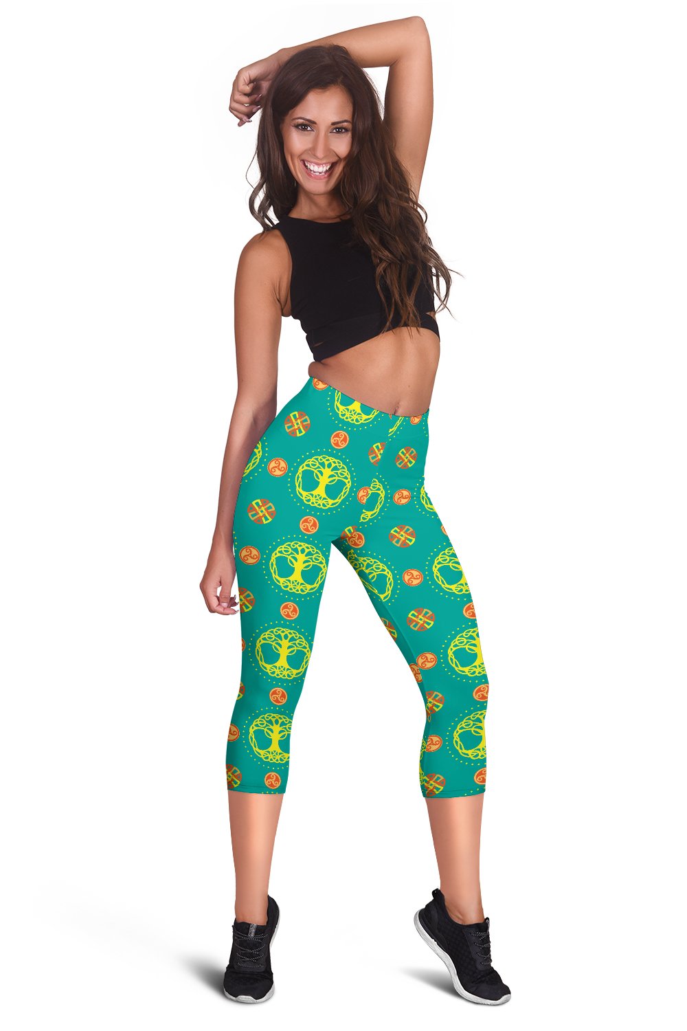 Celtic Tree of Life Print Pattern Women Capris