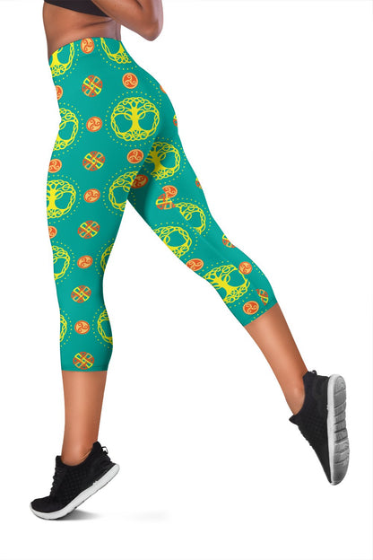 Celtic Tree of Life Print Pattern Women Capris