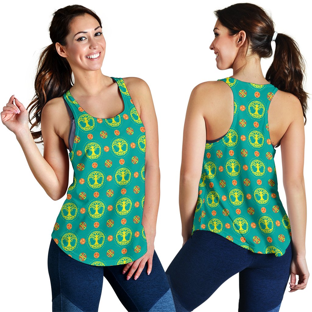 Celtic Tree Of Life Print Pattern Women Racerback Tank Top