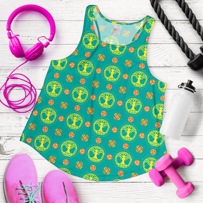 Celtic Tree Of Life Print Pattern Women Racerback Tank Top