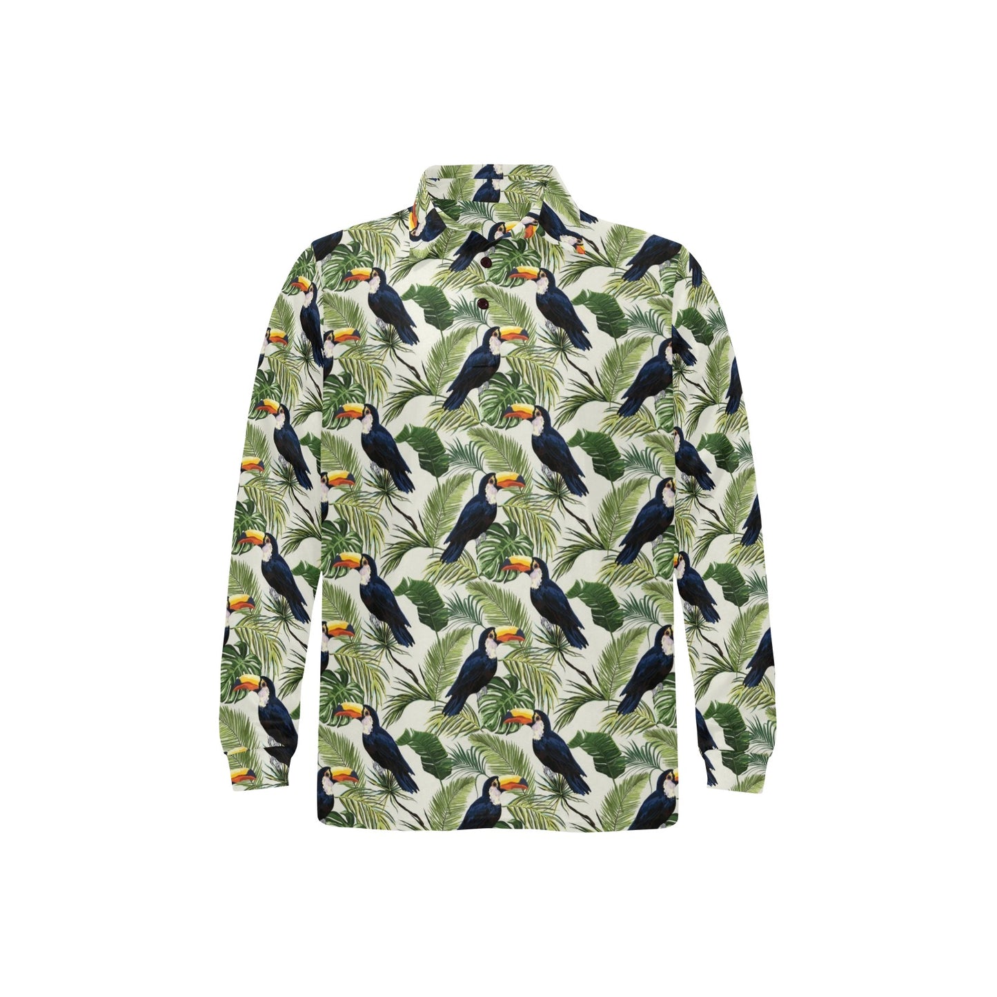Toucan Print Design LKS308 Long Sleeve Polo Shirt For Men's