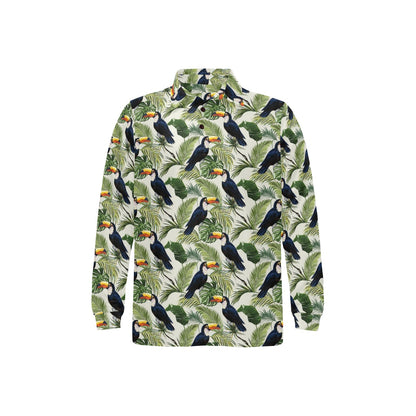Toucan Print Design LKS308 Long Sleeve Polo Shirt For Men's