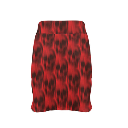 Skull Red Print Design LKS306 17" Golf & Pickleball Skort with Pockets