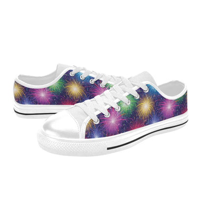 Firework Colorful Print Design LKS301 Canvas Men's Low Top Shoes
