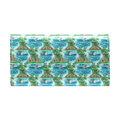 Palm Tree Hawaiian Themed Design Print Women's Trifold Wallet