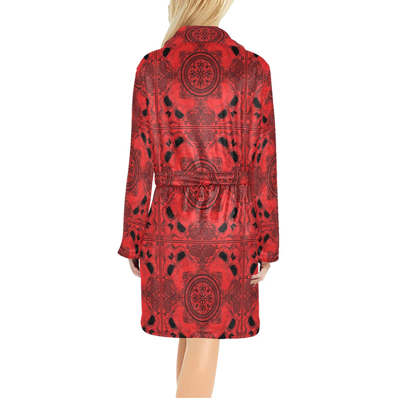 Bandana Red Print Design LKS304 Women's Fleece Robe