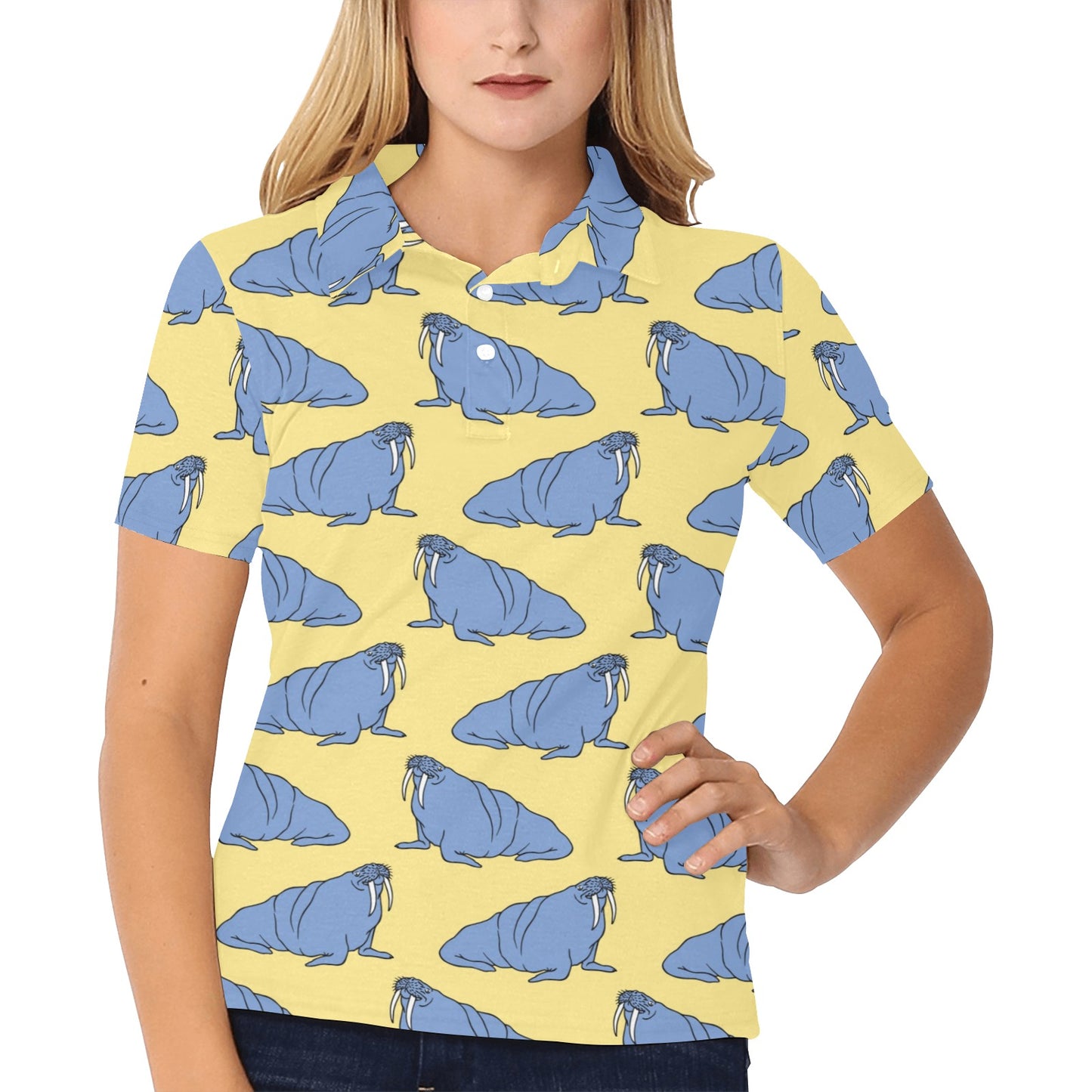 Walrus Pattern Print Design 02 Women's Polo Shirt