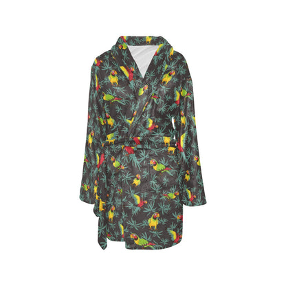 Parrot Themed Print Women's Fleece Robe