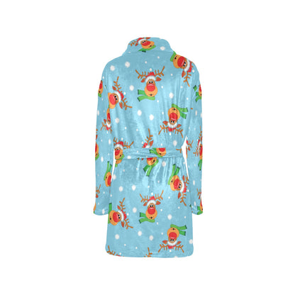 Reindeer cute Pattern Print Design 02 Women's Fleece Robe