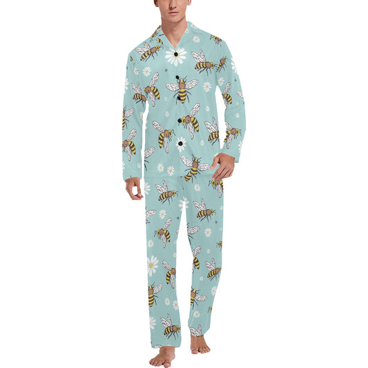 Bee Pattern Print Design BEE010 Men's Long Pajama Set