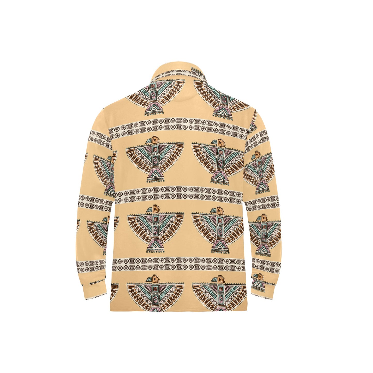 Native American Eagle Pattern Long Sleeve Polo Shirt For Men's