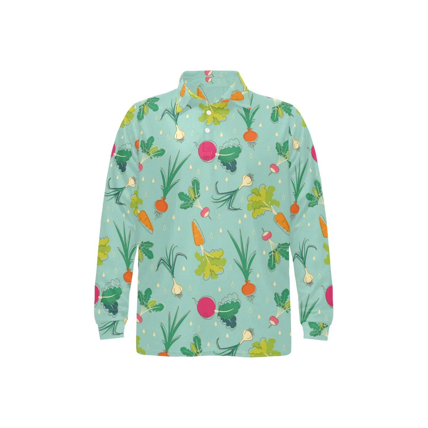 Radish Pattern Print Design A01 Long Sleeve Polo Shirt For Men's