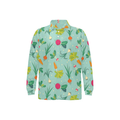 Radish Pattern Print Design A01 Long Sleeve Polo Shirt For Men's