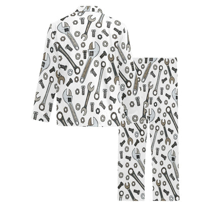 Mechanic Pattern Print Design 03 Men's Long Pajama Set