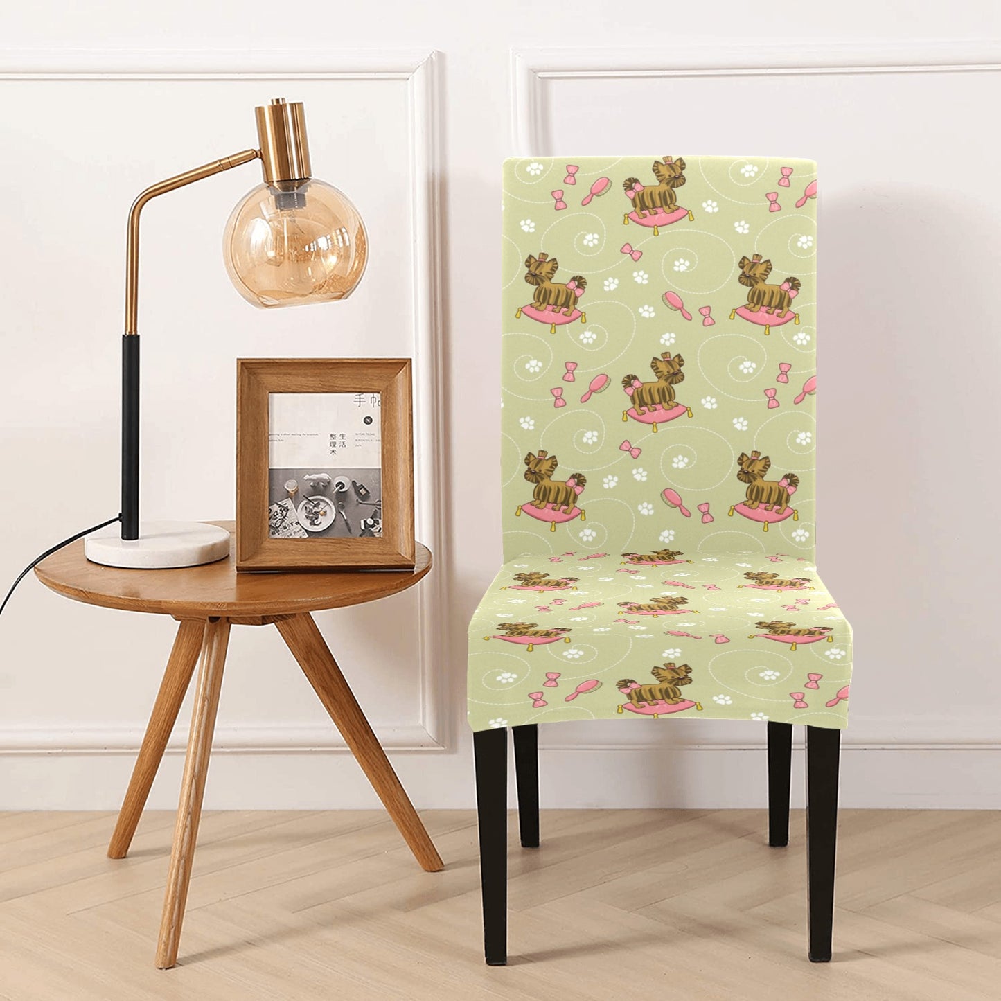 Yorkshire Cute Terriers Print Design LKS301 Dining Chair Slipcover