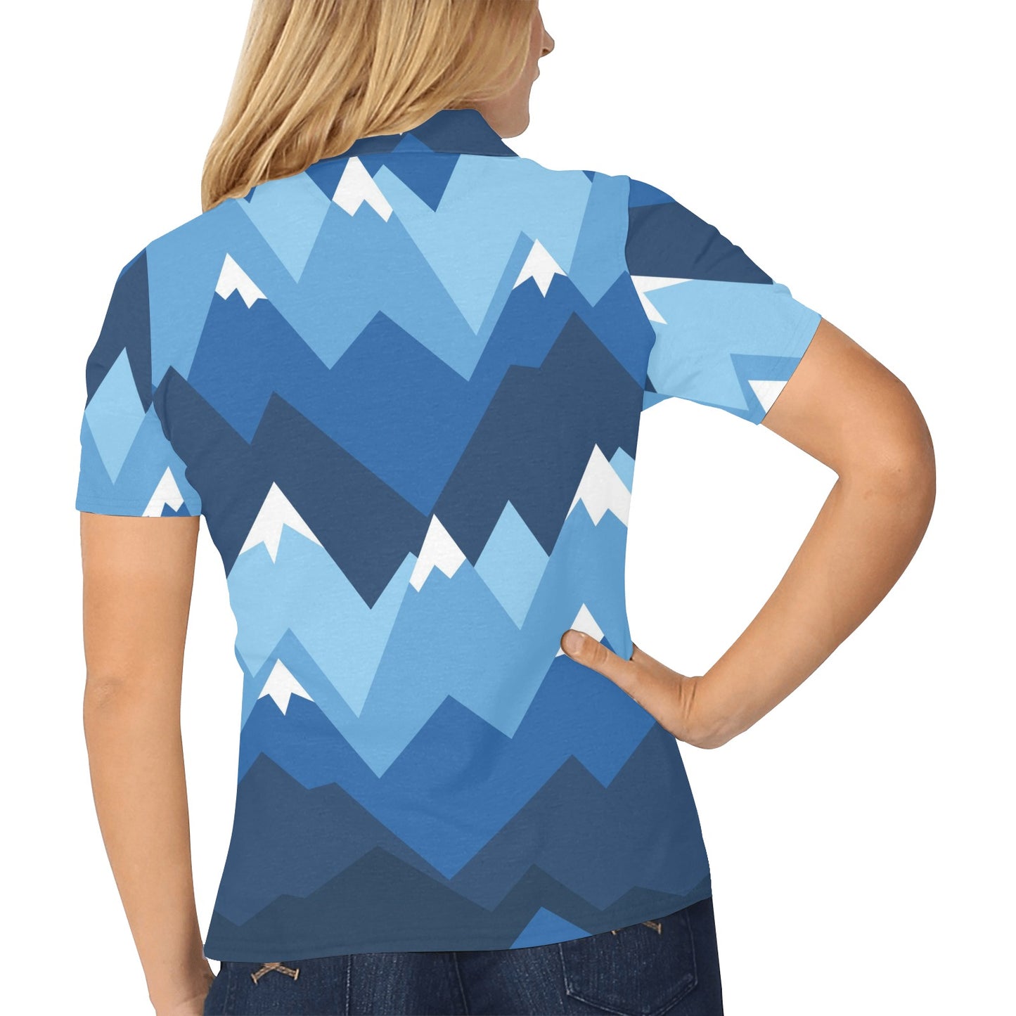 Mountain Pattern Print Design 04 Women's Polo Shirt