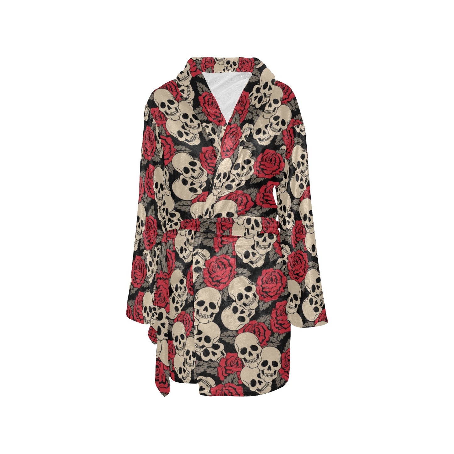 Skull And Roses Print Design LKS301 Women's Fleece Robe