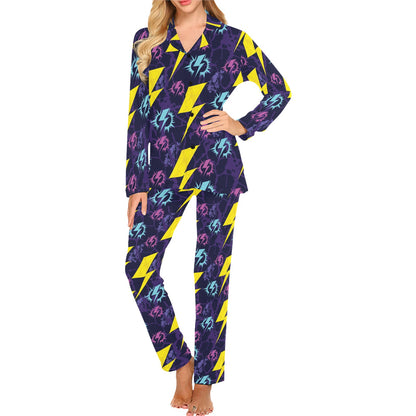 Lightning Thunder Pattern Print Design 01 Women's Long Pajama Set