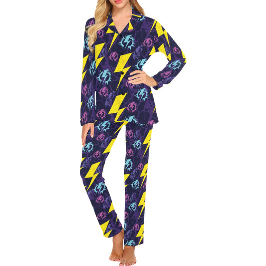 Lightning Thunder Pattern Print Design 01 Women's Long Pajama Set