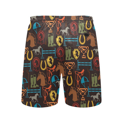 Equestrian Equipment Horse Colorful Men's Swim Trunks Beach Shorts
