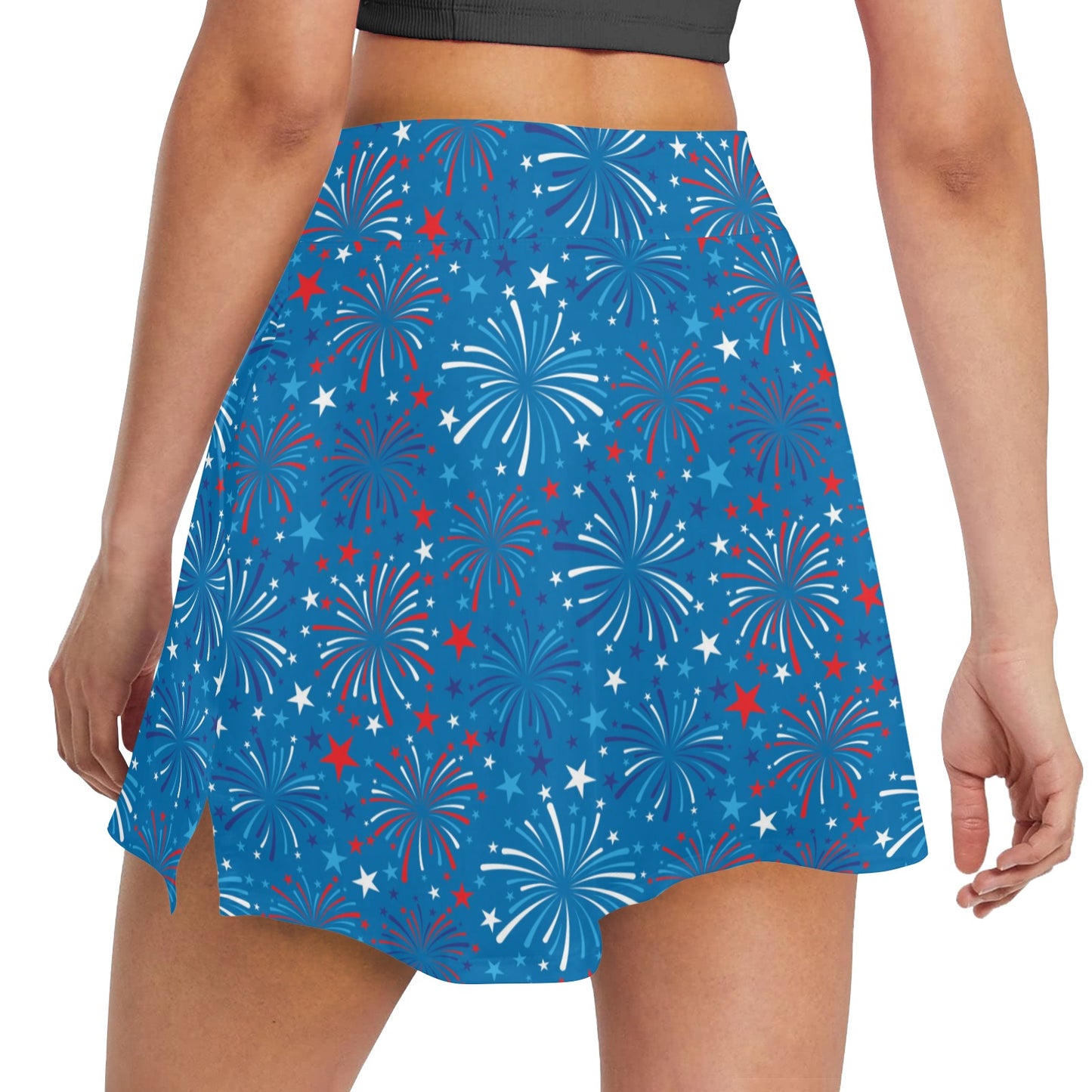 Firework Celebration Print Design LKS304 17" Golf & Pickleball Skort with Pockets