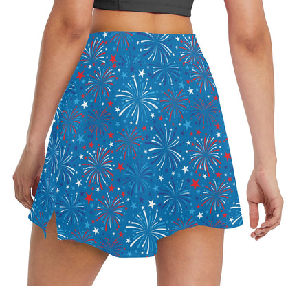 Firework Celebration Print Design LKS304 17" Golf & Pickleball Skort with Pockets