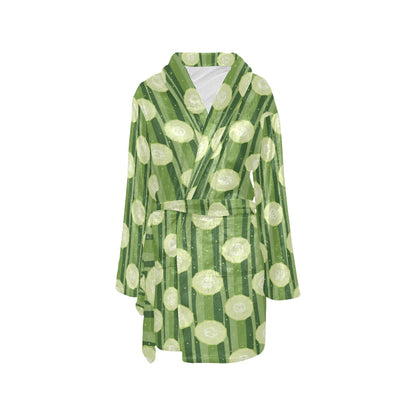 Cucumber Pattern Print Design CC03 Women's Fleece Robe