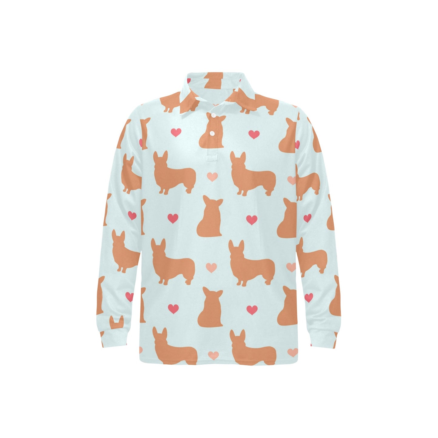 Pembroke Welsh Corgis Pattern Print Design A01 Long Sleeve Polo Shirt For Men's