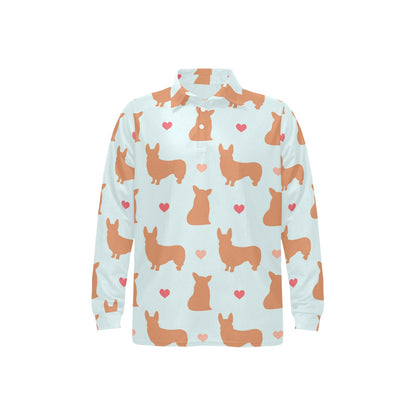 Pembroke Welsh Corgis Pattern Print Design A01 Long Sleeve Polo Shirt For Men's