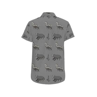 Skunk Print Design LKS301 Men Short Sleeve Button Up Shirt
