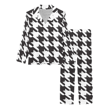 Cat HoundstoothPattern Print Design 01 Women's Long Pajama Set