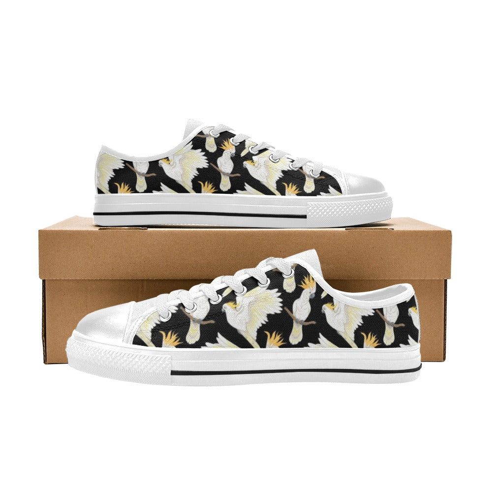 Cockatoo Print Design LKS402 Women's White Low Top Shoes
