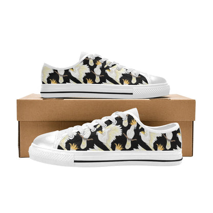 Cockatoo Print Design LKS402 Women's White Low Top Shoes