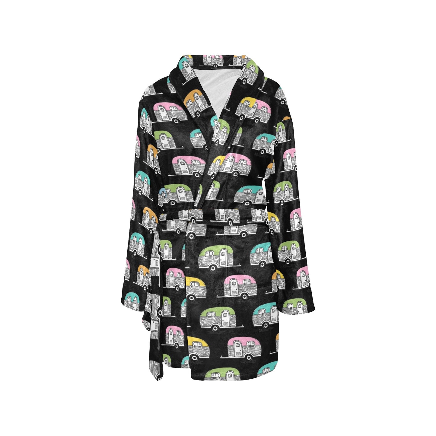 Camper Pattern Camping Themed No 2 Print Women's Fleece Robe