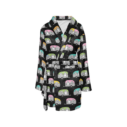 Camper Pattern Camping Themed No 2 Print Women's Fleece Robe