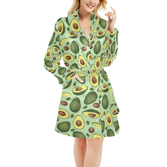 Avocado Pattern Print Design AC01 Women's Fleece Robe