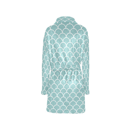 Scales Teal Pattern Print Design 02 Women's Fleece Robe