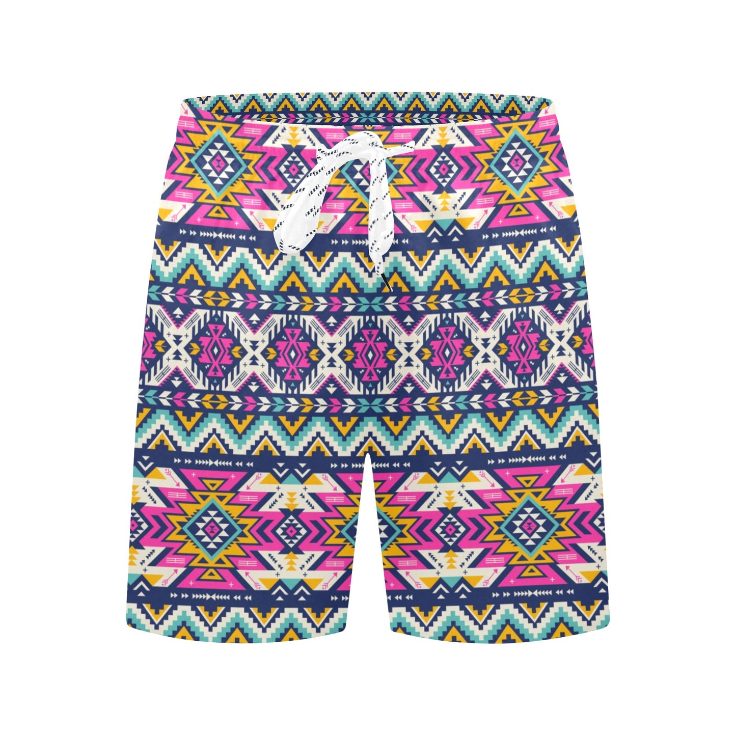 Aztec Pink Geometric Print Pattern Men's Swim Trunks Beach Shorts