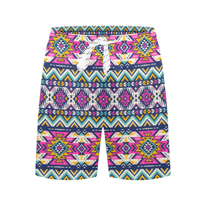 Aztec Pink Geometric Print Pattern Men's Swim Trunks Beach Shorts
