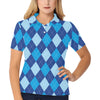 Argyle Blue Pattern Print Design 02 Women's Polo Shirt